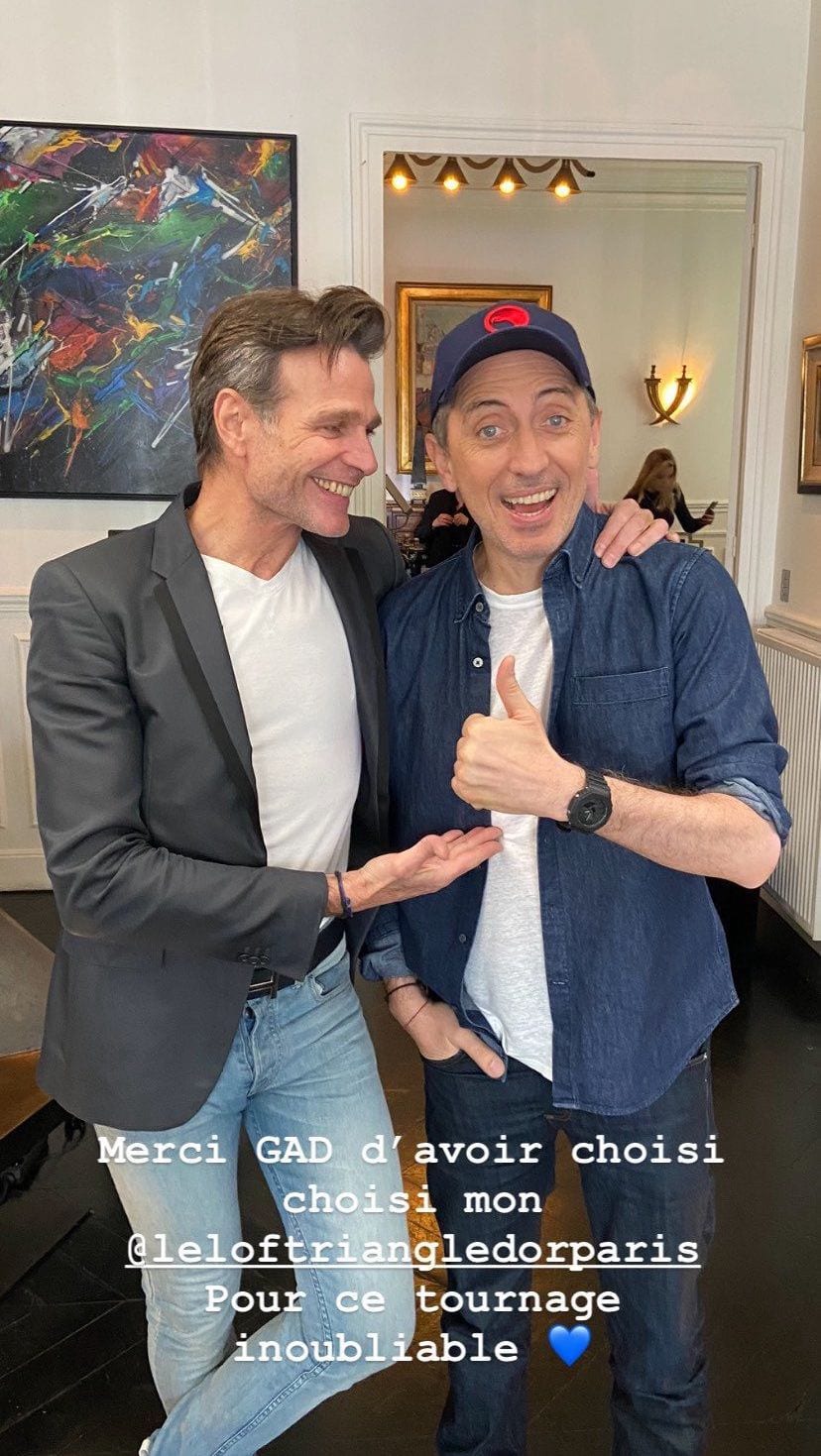 Gad Elmaleh sur le tournage au Loft Triangle d'Or