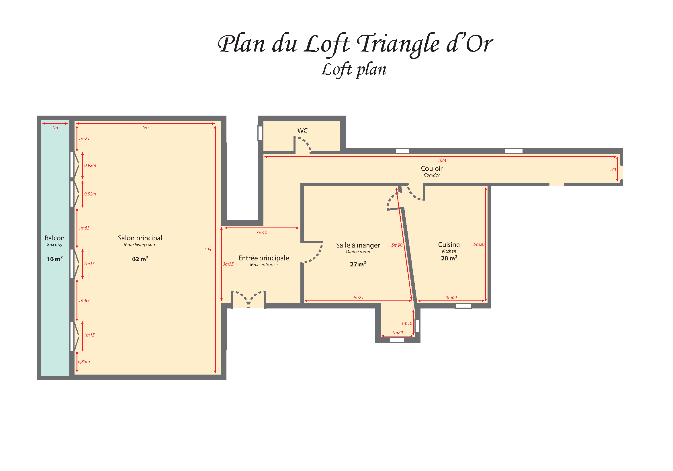 Plan du Loft Triangle d'Or — distribution des espaces